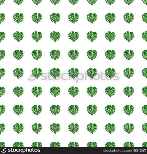 Geometrical tropical seamless pattern with green monstera leaves. Botanical foliage plants wallpaper. Exotic hawaiian backdrop. Design for fabric, textile print, wrapping, cover. Vector illustration. Geometrical tropical seamless pattern with green monstera leaves.