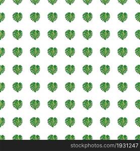 Geometrical tropical seamless pattern with green monstera leaves. Botanical foliage plants wallpaper. Exotic hawaiian backdrop. Design for fabric, textile print, wrapping, cover. Vector illustration. Geometrical tropical seamless pattern with green monstera leaves.