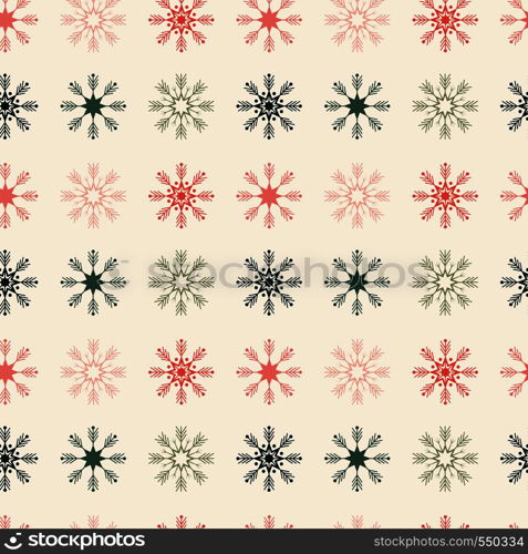 Geometrically located snowflakes seamless pattern christmas composition beige background pastel color xmas wallpaper flat style