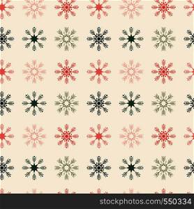 Geometrically located snowflakes seamless pattern christmas composition beige background pastel color xmas wallpaper flat style