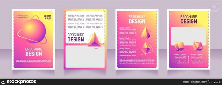 Geometry blank brochure design. Template set with copy space for text. Premade corporate reports collection. Editable 4 paper pages. Bahnschrift SemiLight, Bold SemiCondensed, Arial Regular fonts used. Geometry blank brochure design