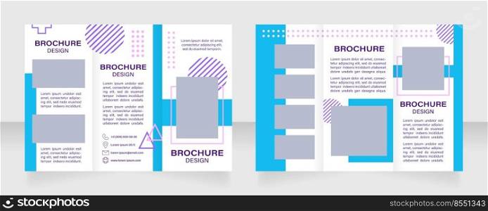 Geometry class trifold brochure template design. Zig-zag folded leaflet set with copy space for text. Editable 3 panel flyers. Acumin Variable Concept Wide Semibold, Medium, Regular fonts used. Geometry class trifold brochure template design