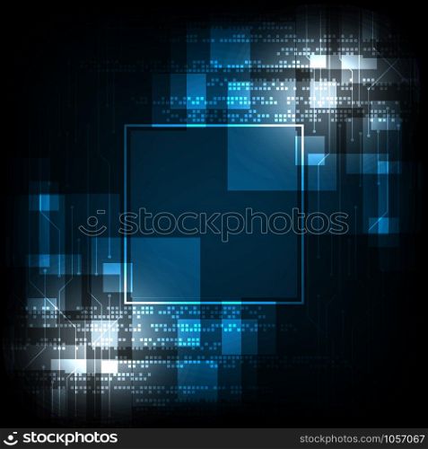 Geometry in technology concept on a dark blue background.