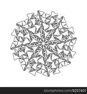 Geometry psychedelic mandala magic mushrooms ornament illustrations monochrome vector illustrations for your work logo, merchandise t-shirt, stickers and label designs, poster, greeting cards advertising business company or brands
