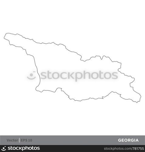Georgia - Outline Europe Country Map Vector Template, stroke editable Illustration Design. Vector EPS 10.