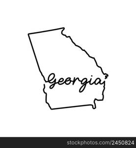 Georgia US state outline map with the handwritten state name. Continuous line drawing of patriotic home sign. A love for a small homeland. T-shirt print idea. Vector illustration.. Georgia US state outline map with the handwritten state name. Continuous line drawing of patriotic home sign