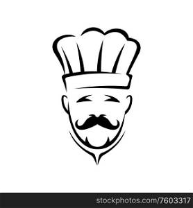 Georgian chef cook in toque hat and moustaches isolated male. Vector baker or waiter, food cooking man. Chef cook or Georgian baker in hat