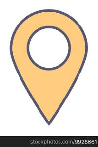 Geotag or location pointer used in maps and navigation online. Isolated icon of marker with point, geolocation and traveling, position or search. Target with destination. Vector in flat style. Location pointer or geotag, navigation and gps marker