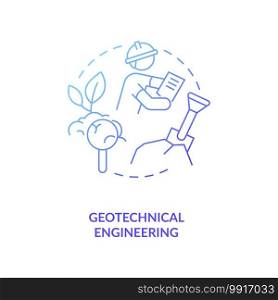 Geotechnical engineering blue gradient concept icon. Construction site investigation. Engineer work. Civil engineering idea thin line illustration. Vector isolated outline RGB color drawing. Geotechnical engineering blue gradient concept icon