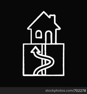 Geothermal energy chalk icon. Ground heat pump. Ecological house heating. Isolated vector chalkboard illustrations. Geothermal energy chalk icon