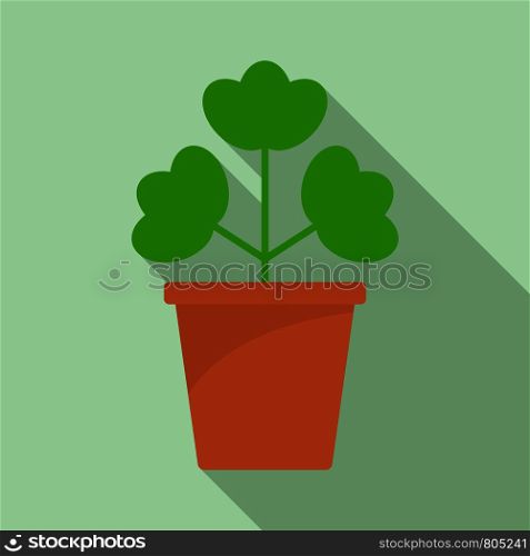 Geranium pot icon. Flat illustration of geranium pot vector icon for web design. Geranium pot icon, flat style