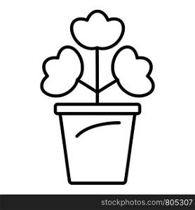 Geranium pot icon. Outline geranium pot vector icon for web design isolated on white background. Geranium pot icon, outline style