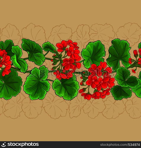 geranium vector pattern on color background. geranium vector pattern