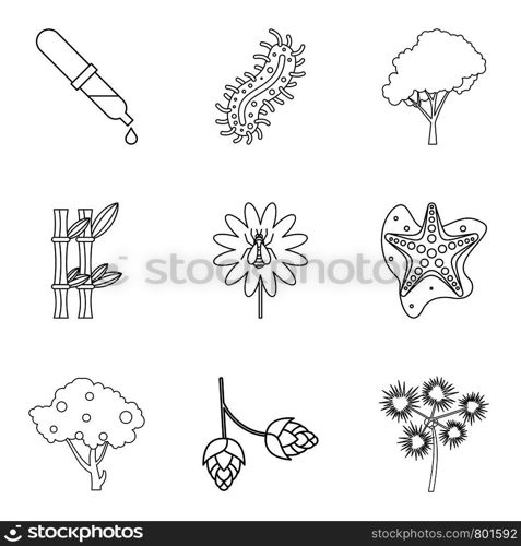 Germ icons set. Outline set of 9 germ vector icons for web isolated on white background. Germ icons set, outline style