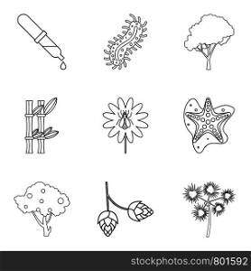Germ icons set. Outline set of 9 germ vector icons for web isolated on white background. Germ icons set, outline style