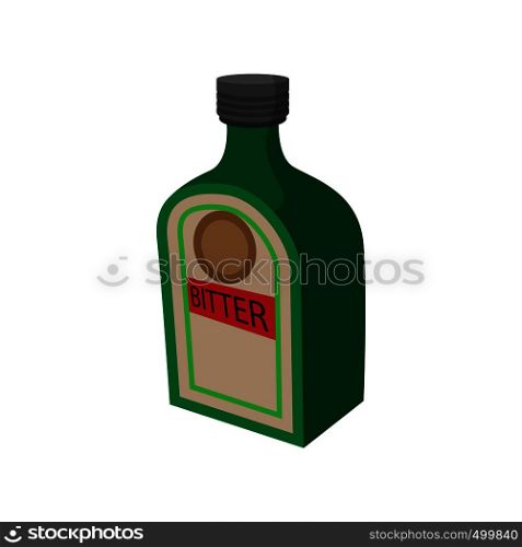 German alcohol drink made of herbs and spices icon in cartoon style on a white background . German alcohol drink icon, cartoon style