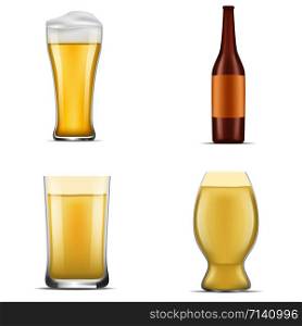 German beer icon set. Realistic set of german beer vector icons for web design isolated on white background. German beer icon set, realistic style