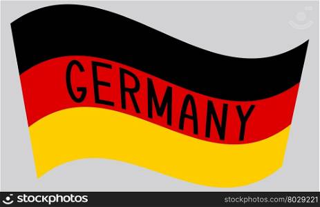 German flag waving with word Germany on gray background. German flag waving with word Germany