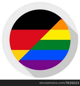 German LGBT flag, round shape icon on white background