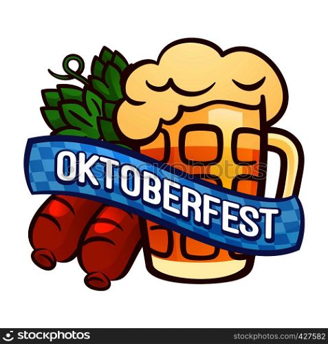 German oktoberfest logo. Cartoon of german oktoberfest vector logo for web design isolated on white background. German oktoberfest logo, cartoon style