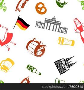 German seamless pattern. Germany national traditional symbols and objects.. German seamless pattern. Germany national traditional symbols.