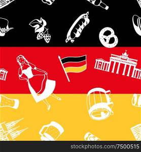 German seamless pattern. Germany national traditional symbols and objects.. German seamless pattern. Germany national traditional symbols.
