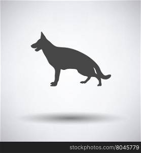 German shepherd icon on gray background with round shadow. Vector illustration.