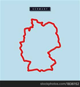 Germany bold outline map. Glossy red border with soft shadow. Country name plate. Vector illustration.. Germany bold outline map. Vector illustration