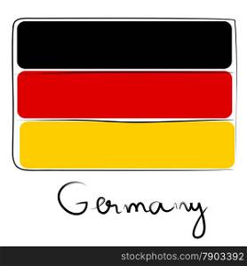 Germany country flag doodle with text isolated on white