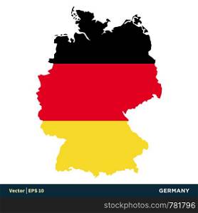 Germany - Europe Countries Map and Flag Vector Icon Template Illustration Design. Vector EPS 10.