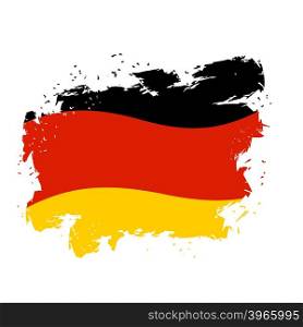 Germany flag grunge style on white background. Brush strokes and ink splatter. National symbol of German state&#xA;