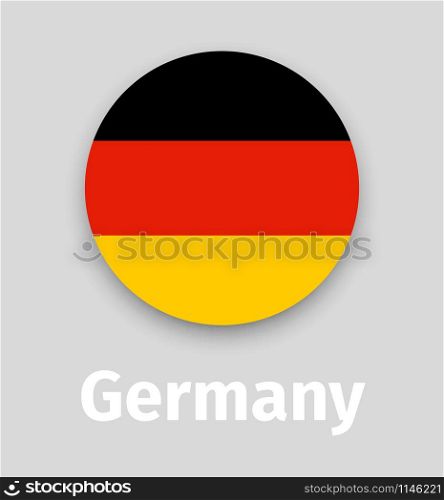 Germany flag, round icon with shadow isolated vector illustration. Germany flag, round icon