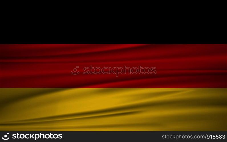 Germany flag vector. Vector flag of Germany blowig in the wind. The symbol of the state on wavy silk fabric. Realistic vector illustration. EPS 10.