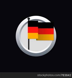 Germany flag which silver button on black background. Vector stock illustration.
