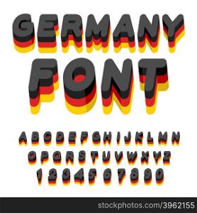 Germany font. German flag on letters. National Patriotic alphabet. 3d letter. State color symbolism European state&#xA;