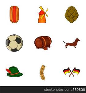 Germany icons set. Cartoon illustration of 9 Germany vector icons for web. Germany icons set, cartoon style