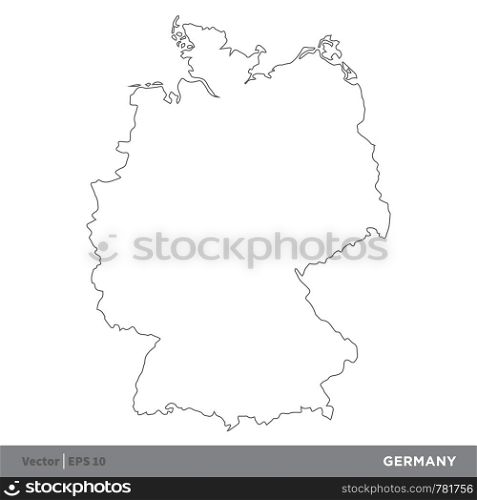 Germany - Outline Europe Country Map Vector Template, stroke editable Illustration Design. Vector EPS 10.