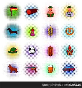 Germany set icons in comics style on a white background . Germany set icons, comics style