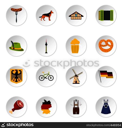 Germany set icons in flat style isolated on white background. Germany set flat icons