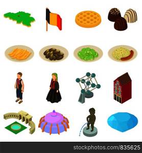 Germany travel icons set. Isometric illustration of 16 Germany travel vector icons for web. Germany travel icons set, isometric style