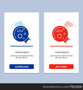 Germs, Laboratory, Magnifier, Science Blue and Red Download and Buy Now web Widget Card Template