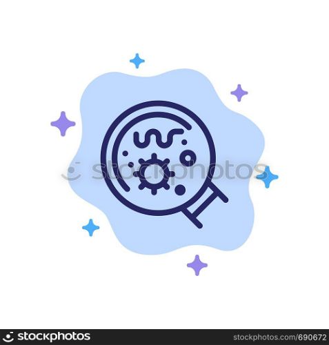 Germs, Laboratory, Magnifier, Science Blue Icon on Abstract Cloud Background