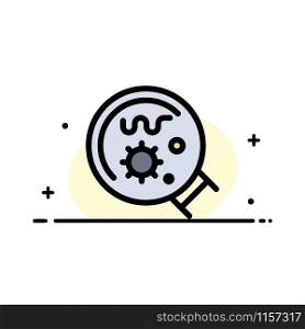 Germs, Laboratory, Magnifier, Science Business Flat Line Filled Icon Vector Banner Template