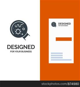 Germs, Laboratory, Magnifier, Science Grey Logo Design and Business Card Template
