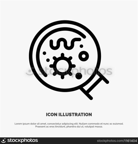 Germs, Laboratory, Magnifier, Science Line Icon Vector