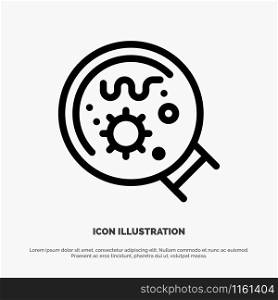 Germs, Laboratory, Magnifier, Science Line Icon Vector