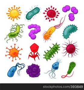 Germs set. Biology pandemic virus biological microbes amoeba epidemiology bacteria disease germ flu cell vector isolated collection. Illustration element organic micro biology infection. Germs set. Biology pandemic virus biological microbes amoeba epidemiology bacteria disease germ flu cell vector isolated collection