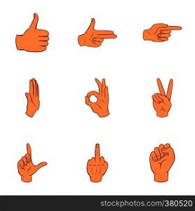 Gestural icons set. Cartoon illustration of 9 gestural vector icons for web. Gestural icons set, cartoon style