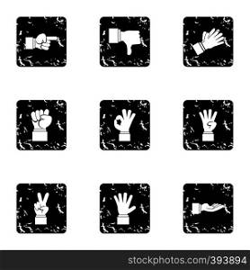 Gestural icons set. Grunge illustration of 9 gestural vector icons for web. Gestural icons set, grunge style