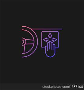 Gesture control technology gradient vector icon for dark theme. Recognize hand movement. In-car user interface. Thin line color symbol. Modern style pictogram. Vector isolated outline drawing. Gesture control technology gradient vector icon for dark theme